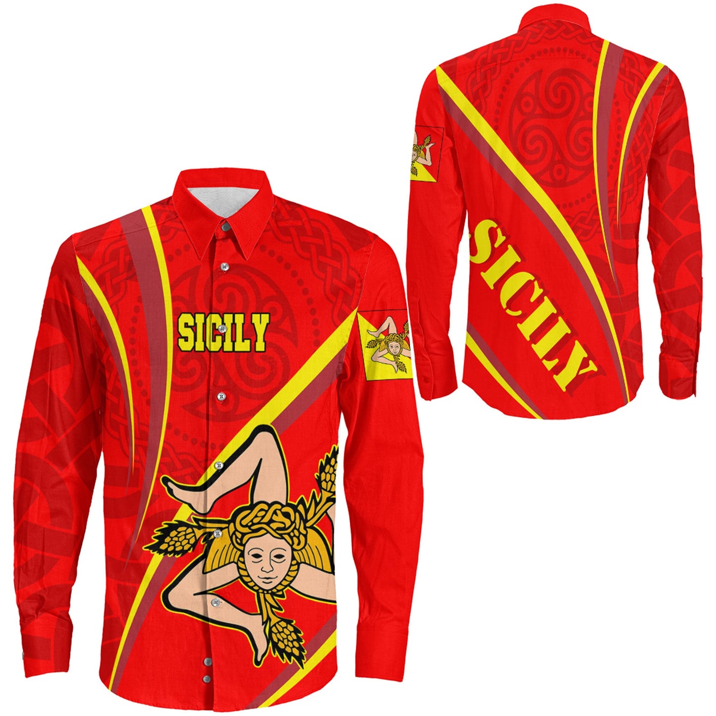 Sicily Proud To Be Sicilian Long Sleeve Button Shirt