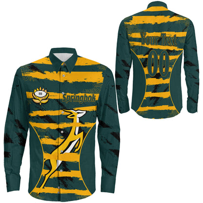 Long Sleeve Button Shirt  Custom South Africa Springboks Rugby