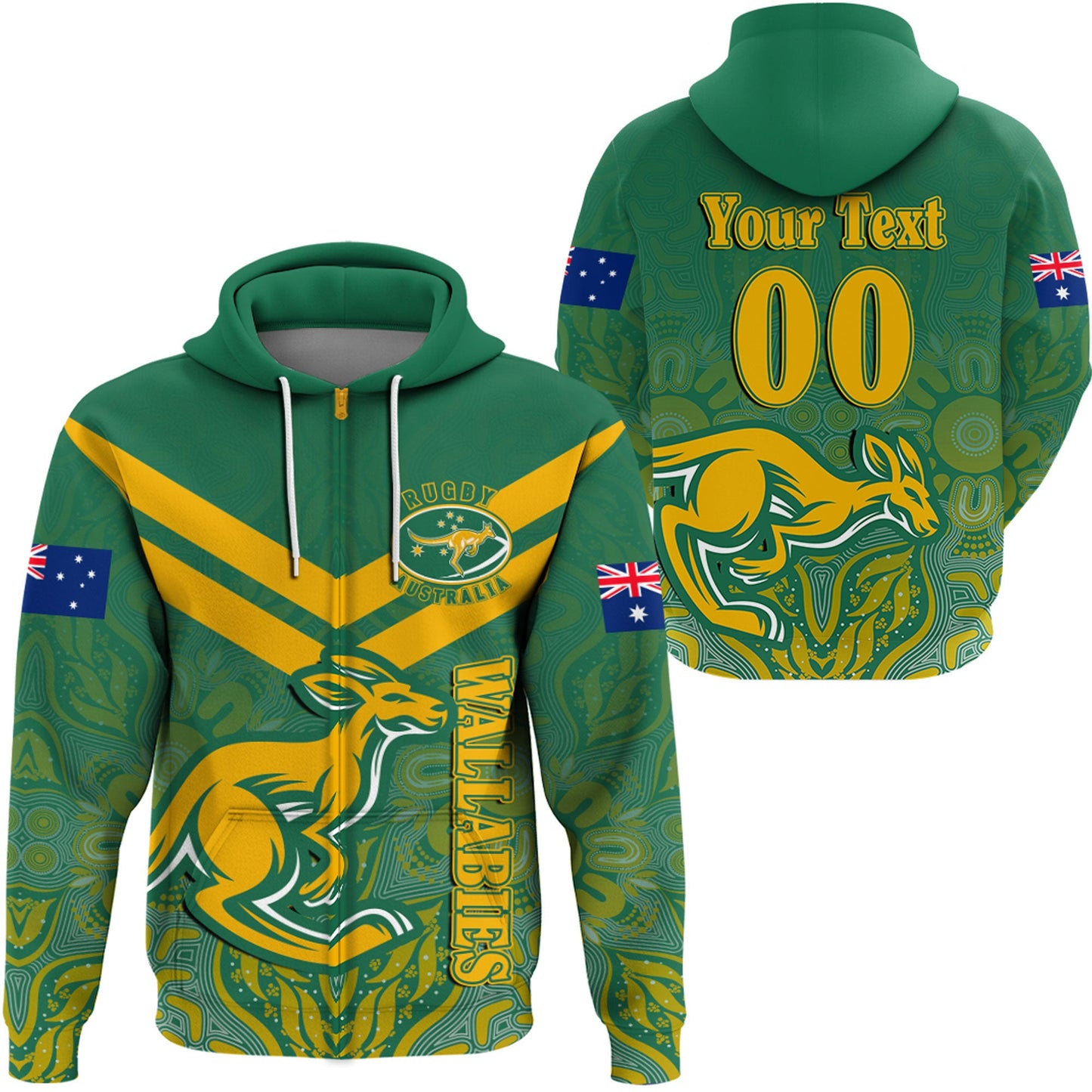 Zip Hoodie Custom Australia Rugby