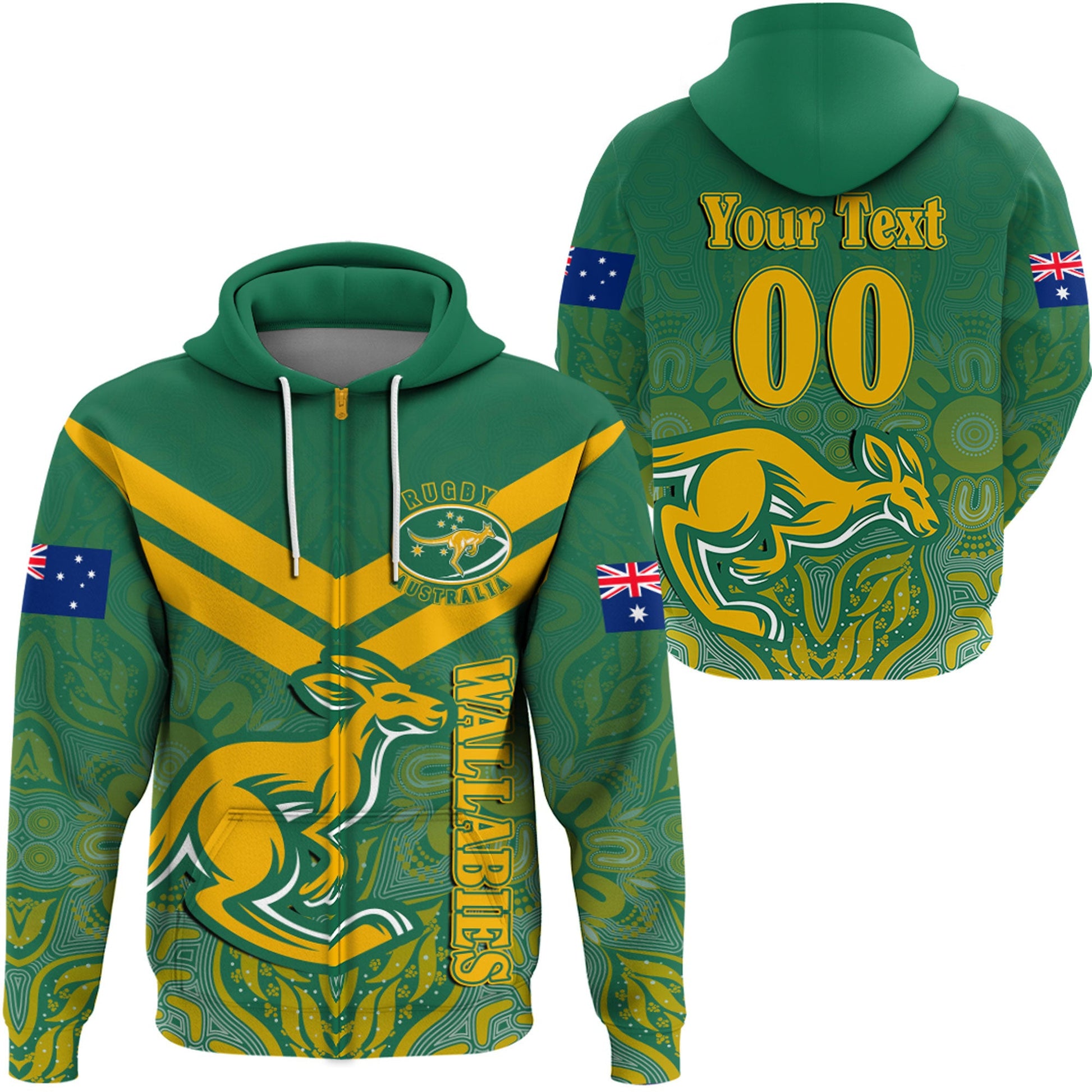 Zip Hoodie Custom Australia Rugby