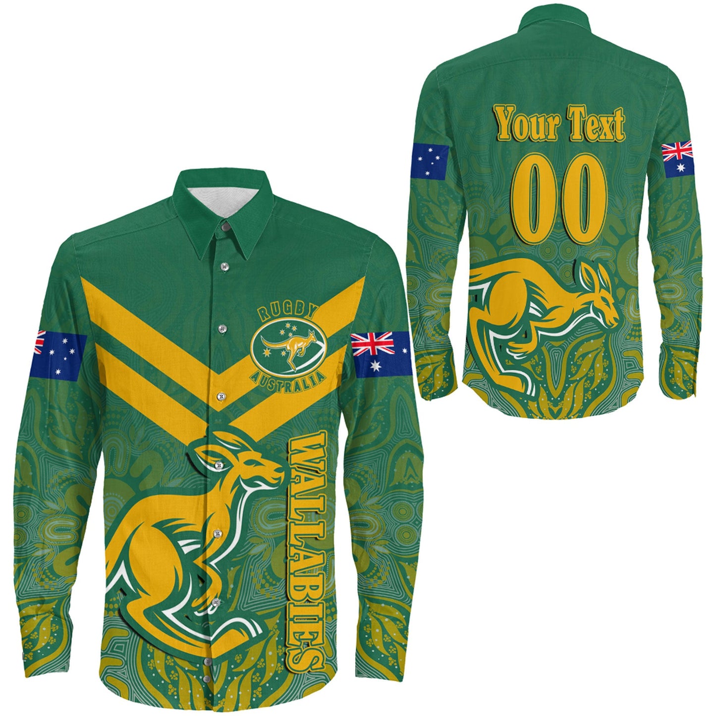 Long Sleeve Button Shirt  Custom Australia Rugby