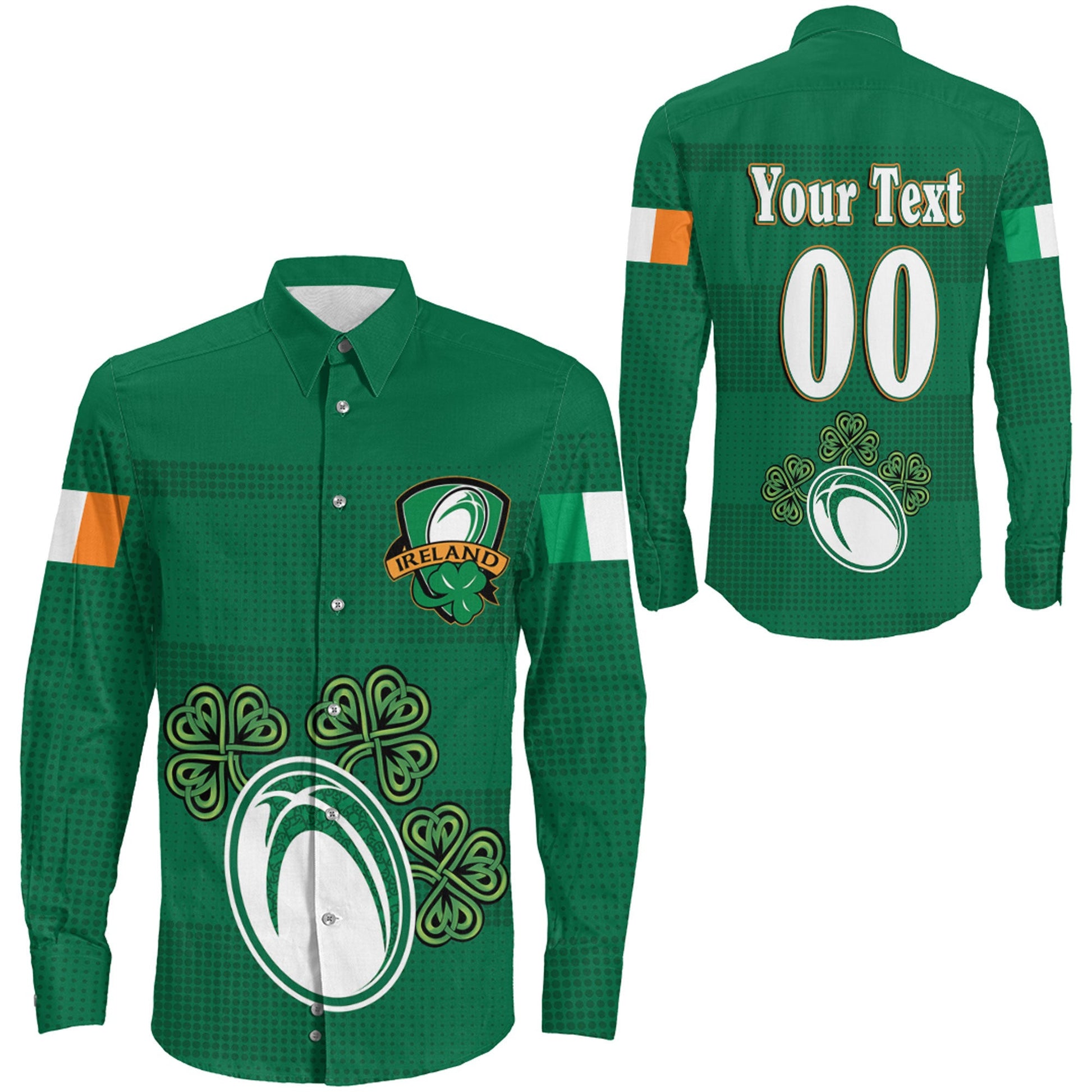 Long Sleeve Button Shirt  Custom Ireland Rugby