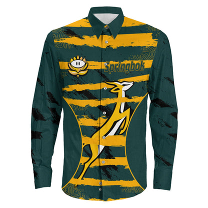 Long Sleeve Button Shirt  Custom South Africa Springboks Rugby
