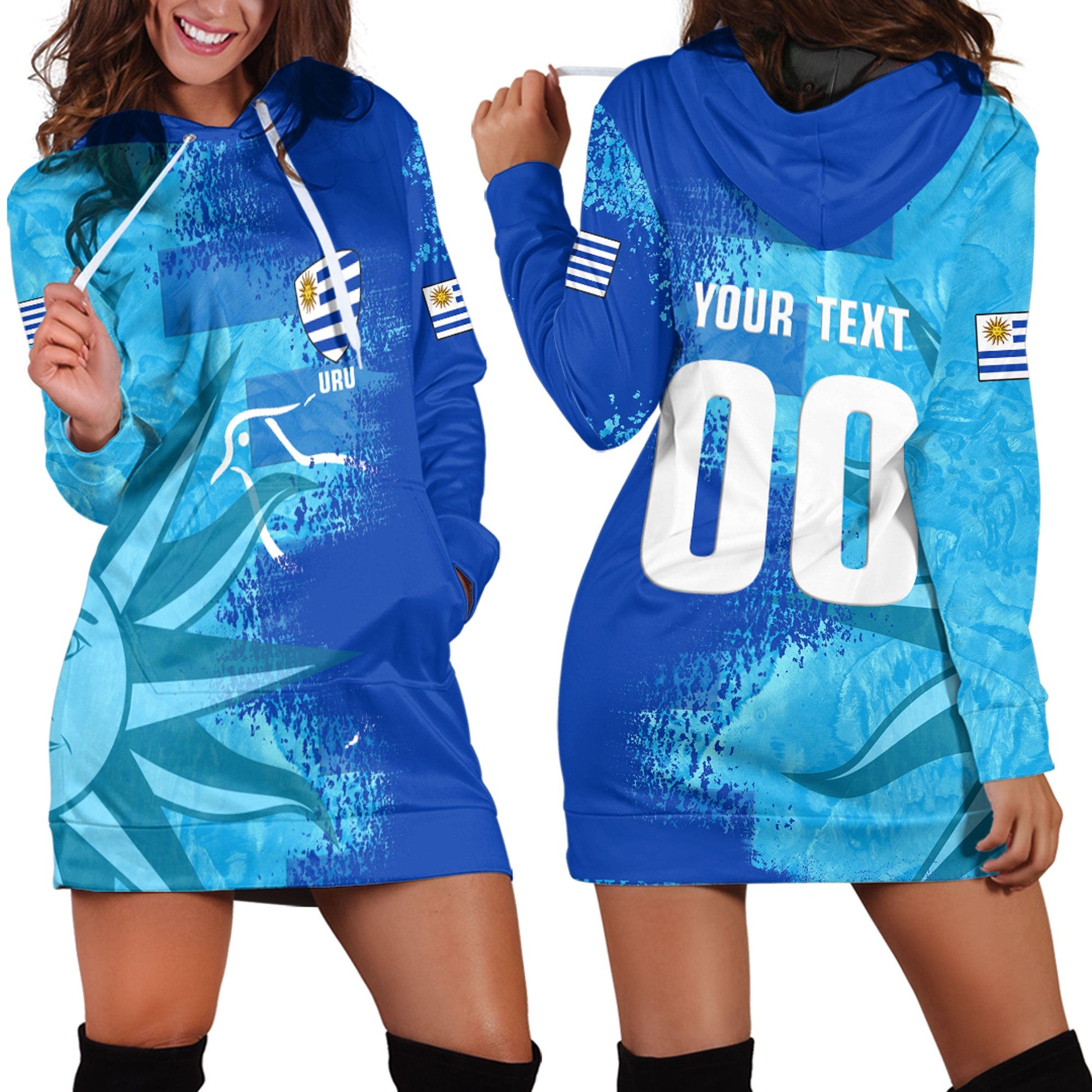 Hoodie Dress Custom Uruguay Rugby Flag and Symbol