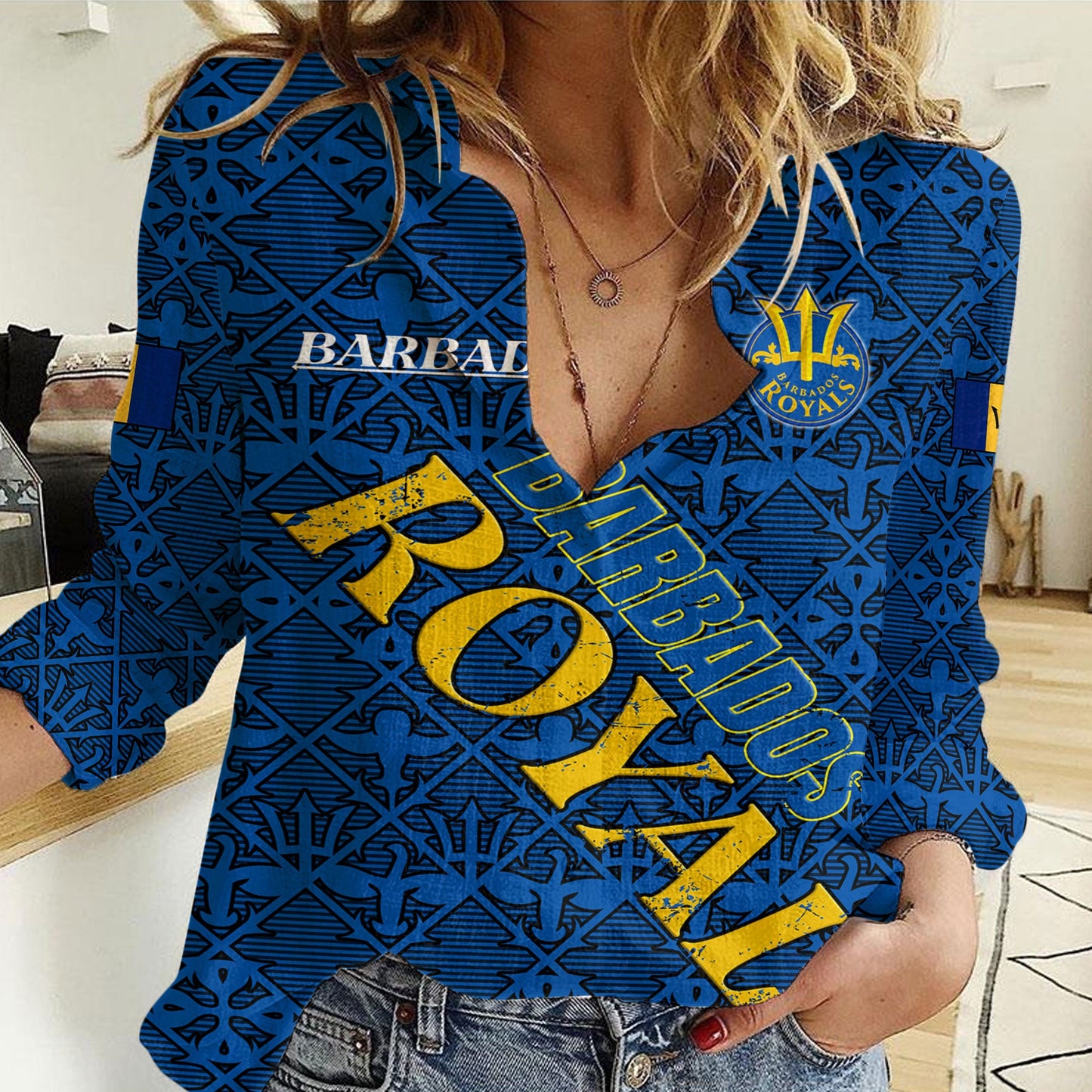Women Casual Shirt Custom Barbados Royals Cricket