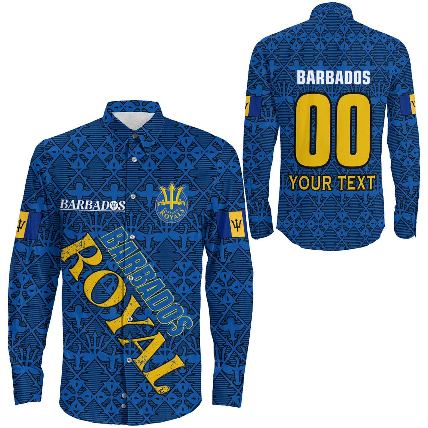 Long Sleeve Button Shirt Custom Barbados Royals Cricket