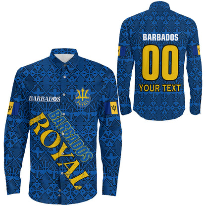 Long Sleeve Button Shirt Custom Barbados Royals Cricket