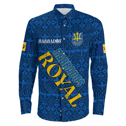 Long Sleeve Button Shirt Custom Barbados Royals Cricket