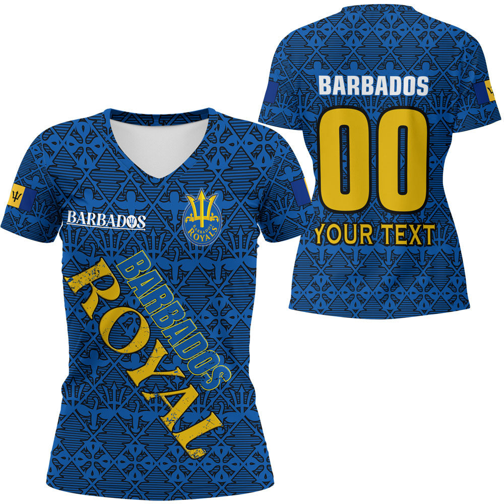 V Custom Neck T Shirt Custom Barbados Royals Cricket