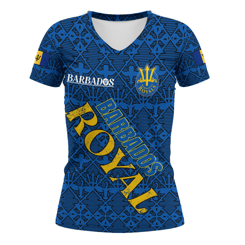 V Custom Neck T Shirt Custom Barbados Royals Cricket