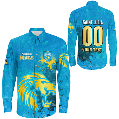 Long Sleeve Button Shirt Custom Saint Lucia Kings Cricket