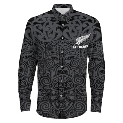 Long Sleeve Button Shirt New Zealand Rugby Maori Pattern