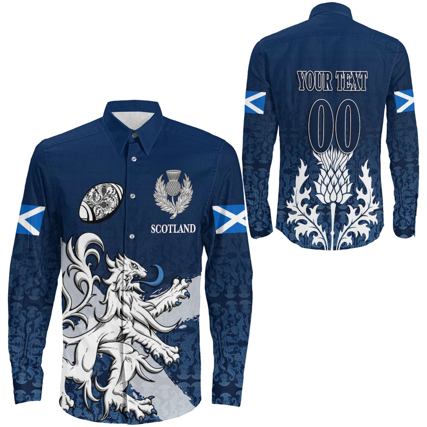 Long Sleeve Button Shirt  Custom Scotland Rugby