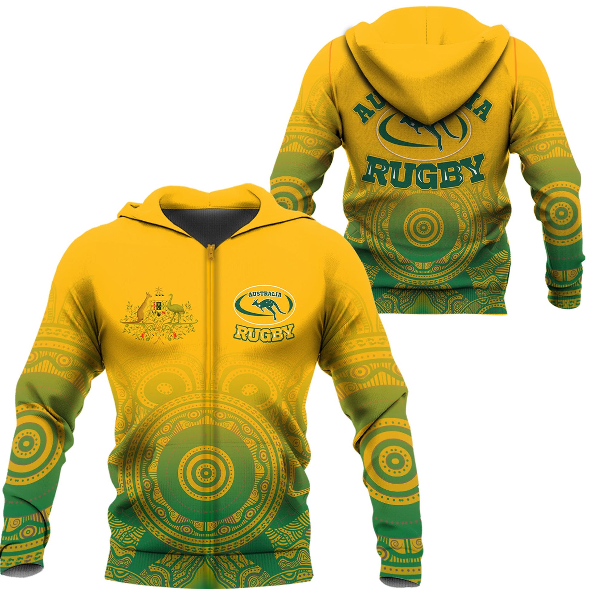 Zip Hoodie Australia Aboriginal Rugby And Coat Of Arms