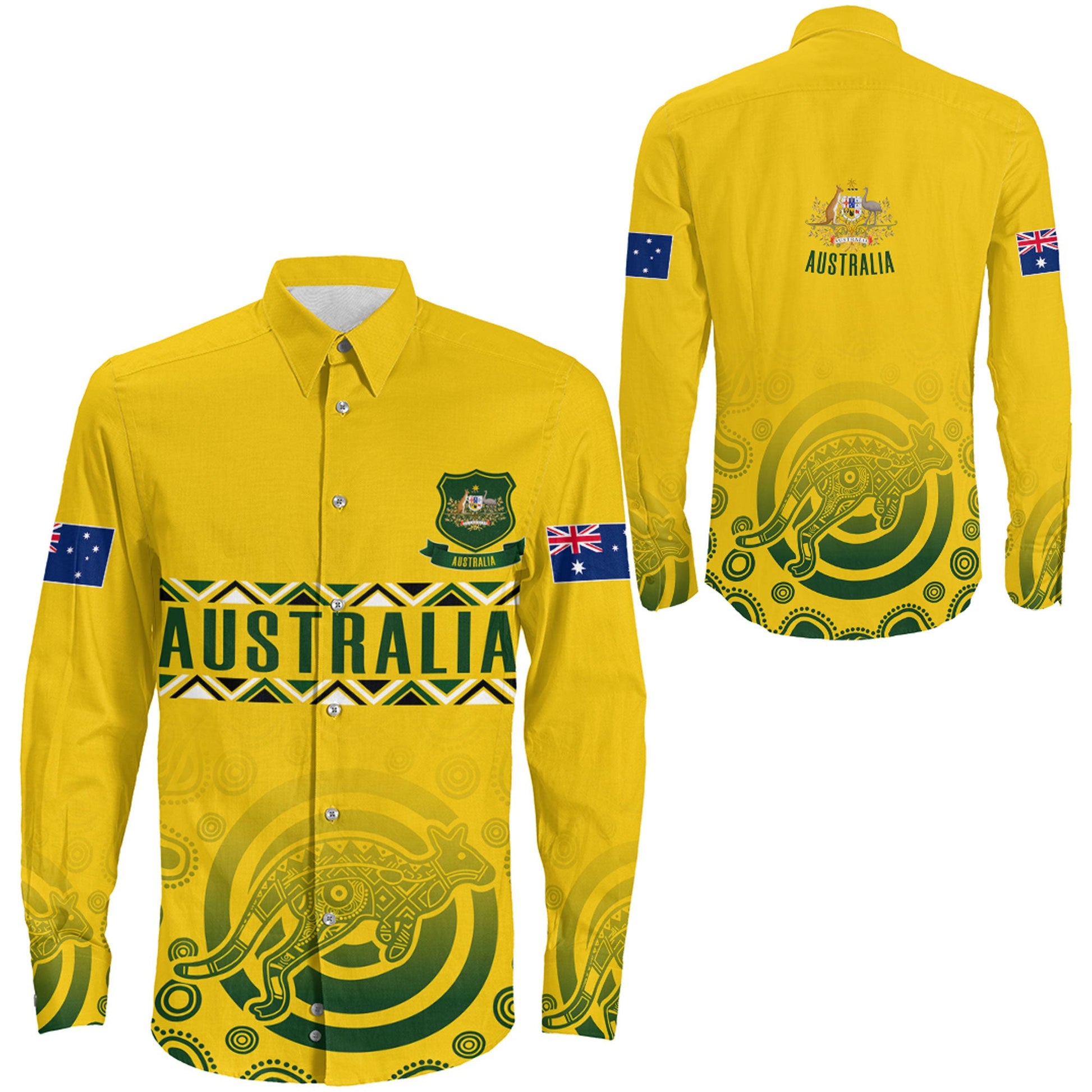 Long Sleeve Button Shirt Australia Sport Rugby Indigenous Aboriginal