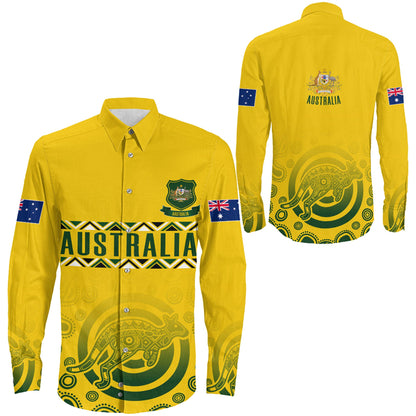 Long Sleeve Button Shirt Australia Sport Rugby Indigenous Aboriginal