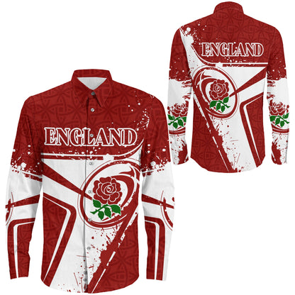 Long Sleeve Button Shirt England Rugby Rose