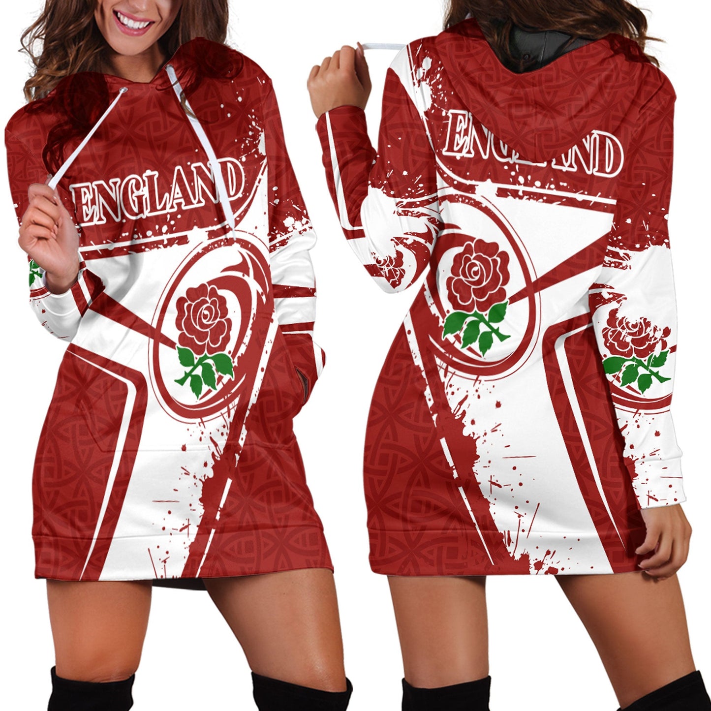 Hoodie Dress England Rugby Rose