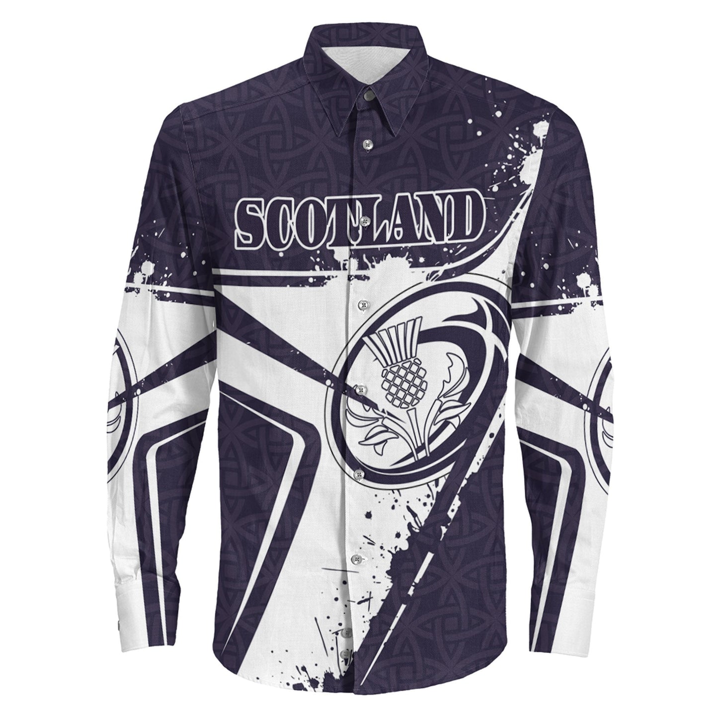 Long Sleeve Button Shirt Scotland Rugby Scottish Rugby