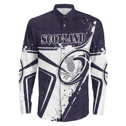 Long Sleeve Button Shirt Scotland Rugby Scottish Rugby