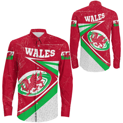 Long Sleeve Button Shirt Wales Dragon Rugby