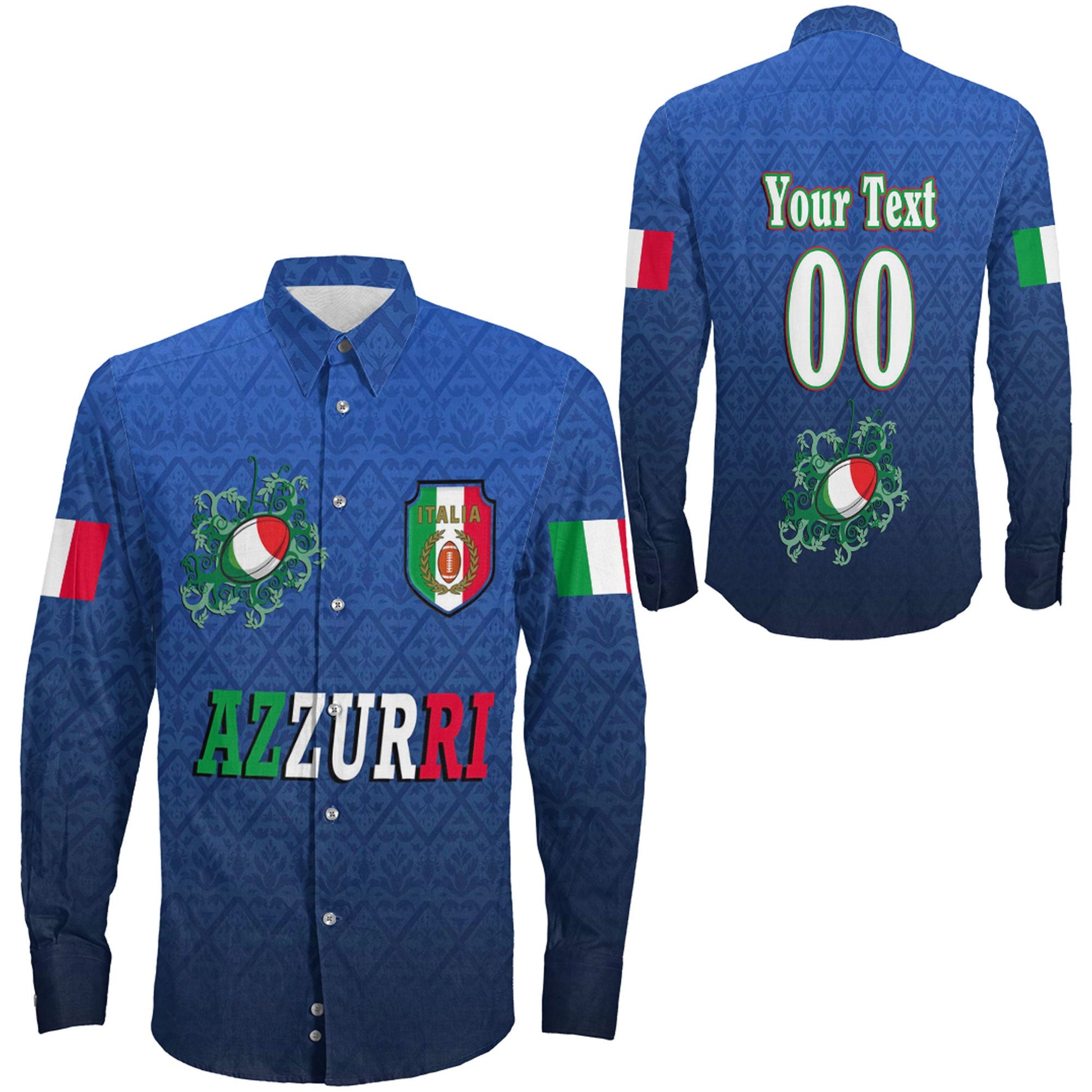 Long Sleeve Button Shirt  Custom Italy Rugby