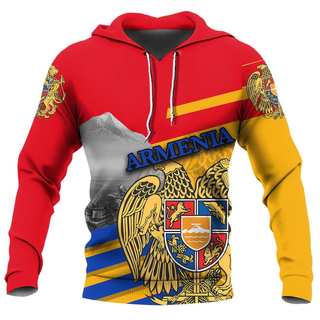 Hoodie Armenia Famous Places Armenia Coat Of Arms Unisex Printed Zip Hoodie