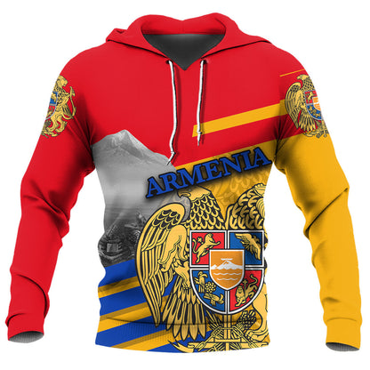 Hoodie Armenia Famous Places Armenia Coat Of Arms Unisex Printed Zip Hoodie