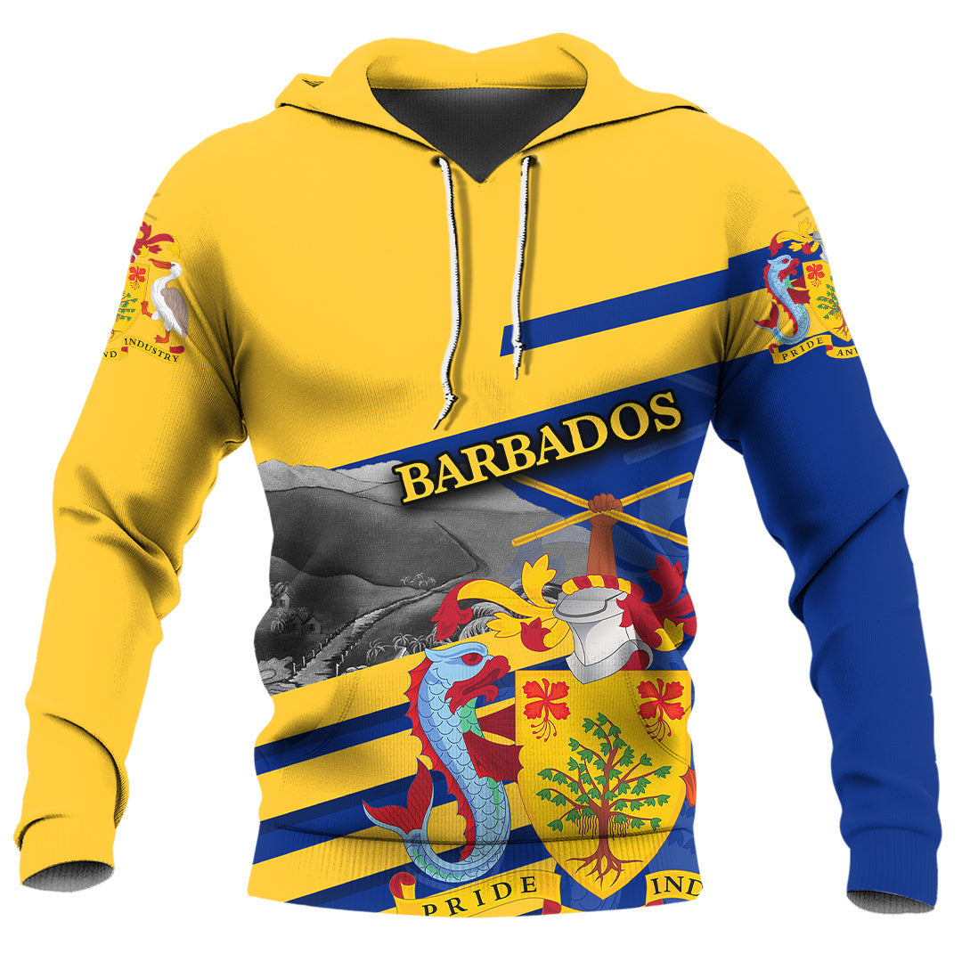 Hoodie Barbados Famous Places Barbados Pride Unisex Printed Zip Hoodie