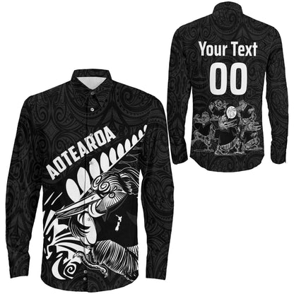 Long Sleeve Button Shirt  Custom New Zealand Kiwi Rugby