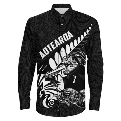 Long Sleeve Button Shirt  Custom New Zealand Kiwi Rugby
