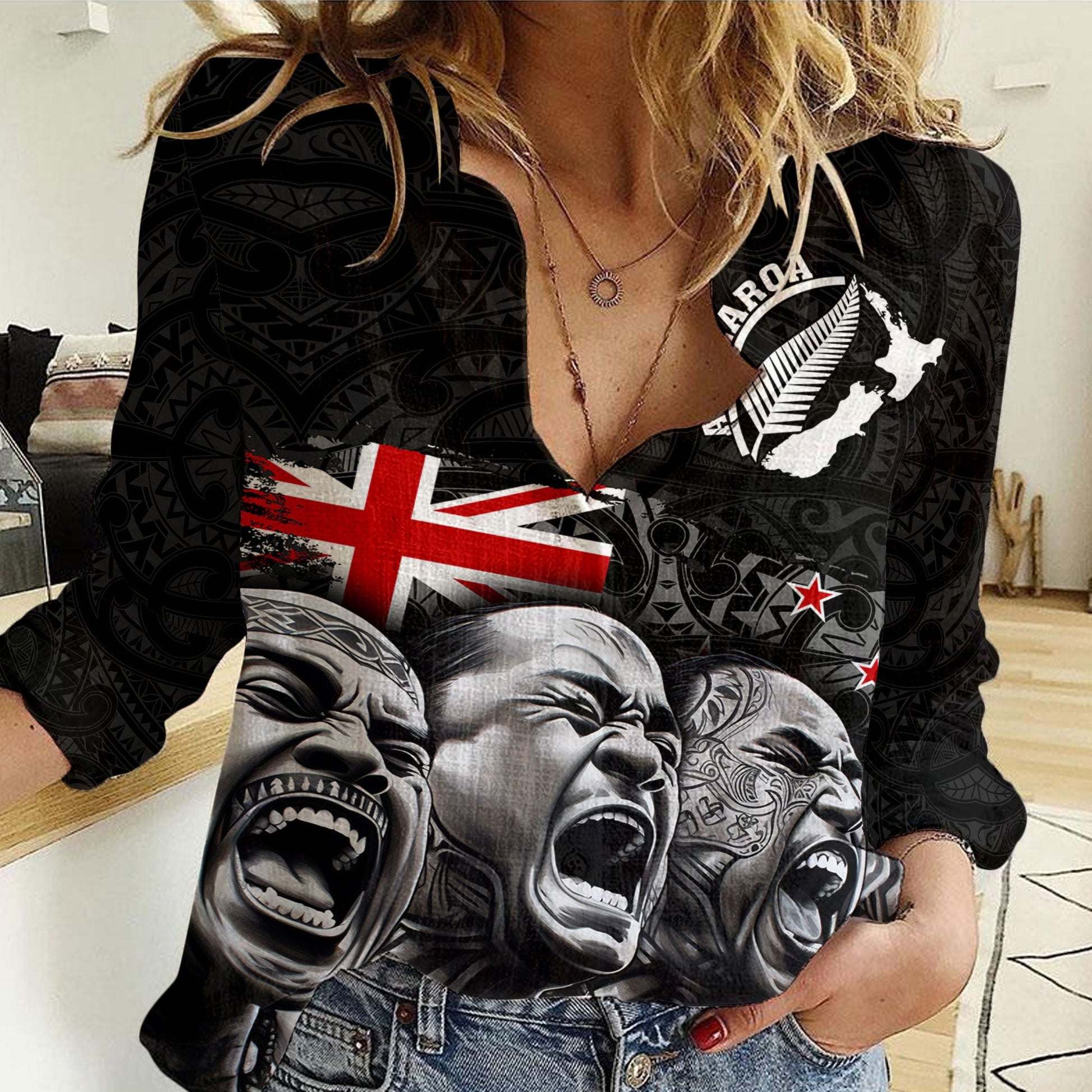 Women Casual Shirt Custom New Zealand Maori Haka Rugby