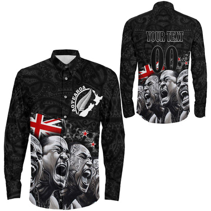 Long Sleeve Button Shirt  Custom New Zealand Maori Haka Rugby