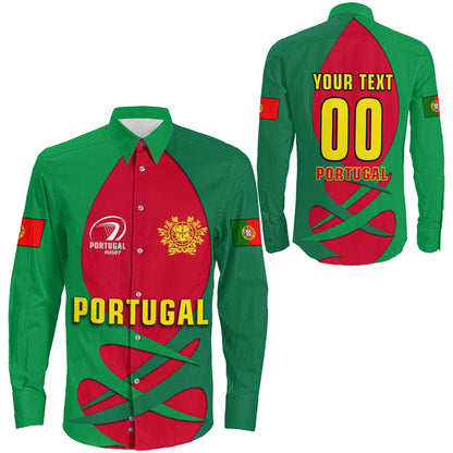 Long Sleeve Button Shirt Custom Portugal Rugby Style