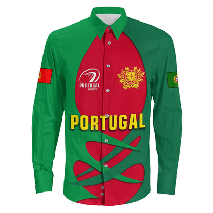 Long Sleeve Button Shirt Custom Portugal Rugby Style