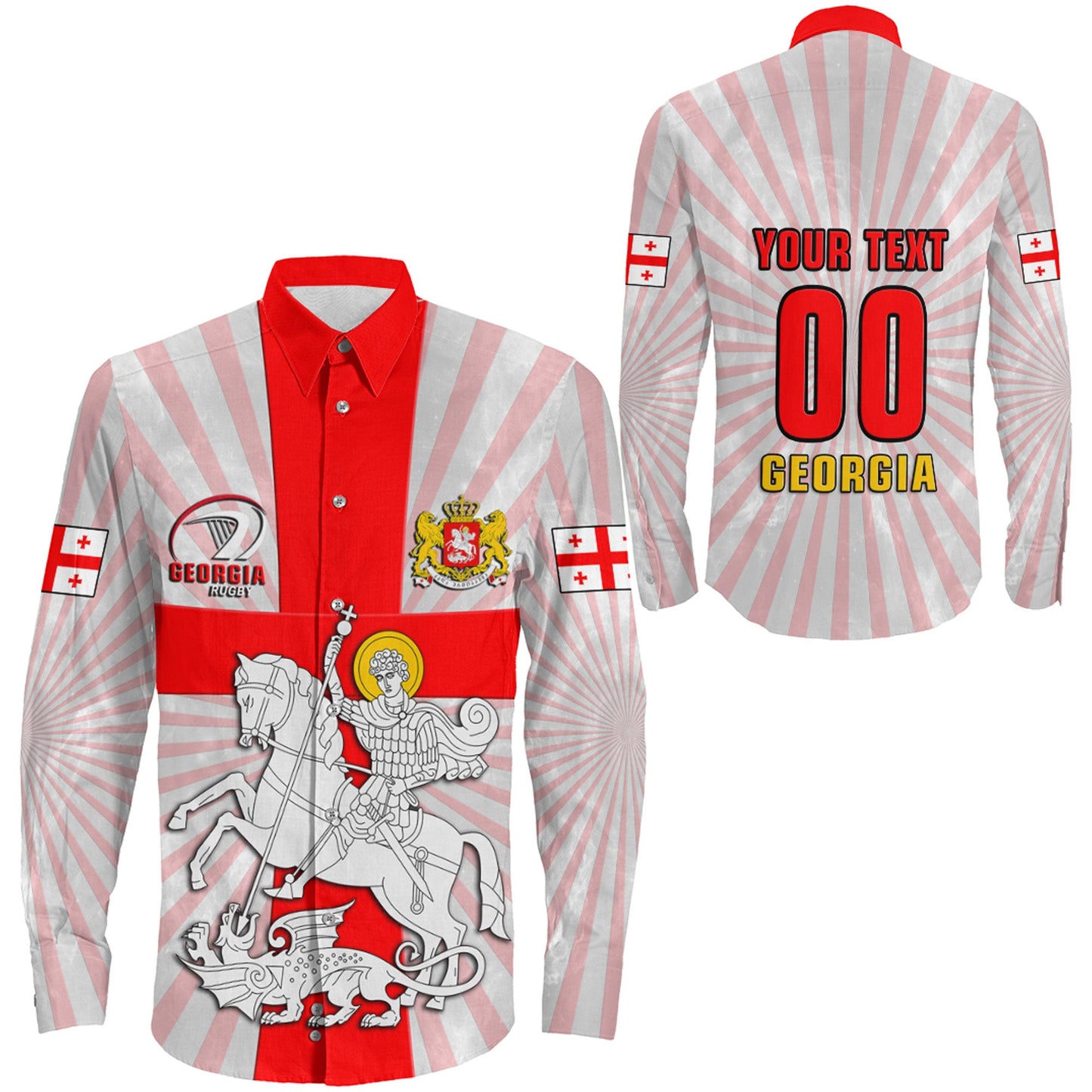 Long Sleeve Button Shirt Custom Geogria Rugby Style