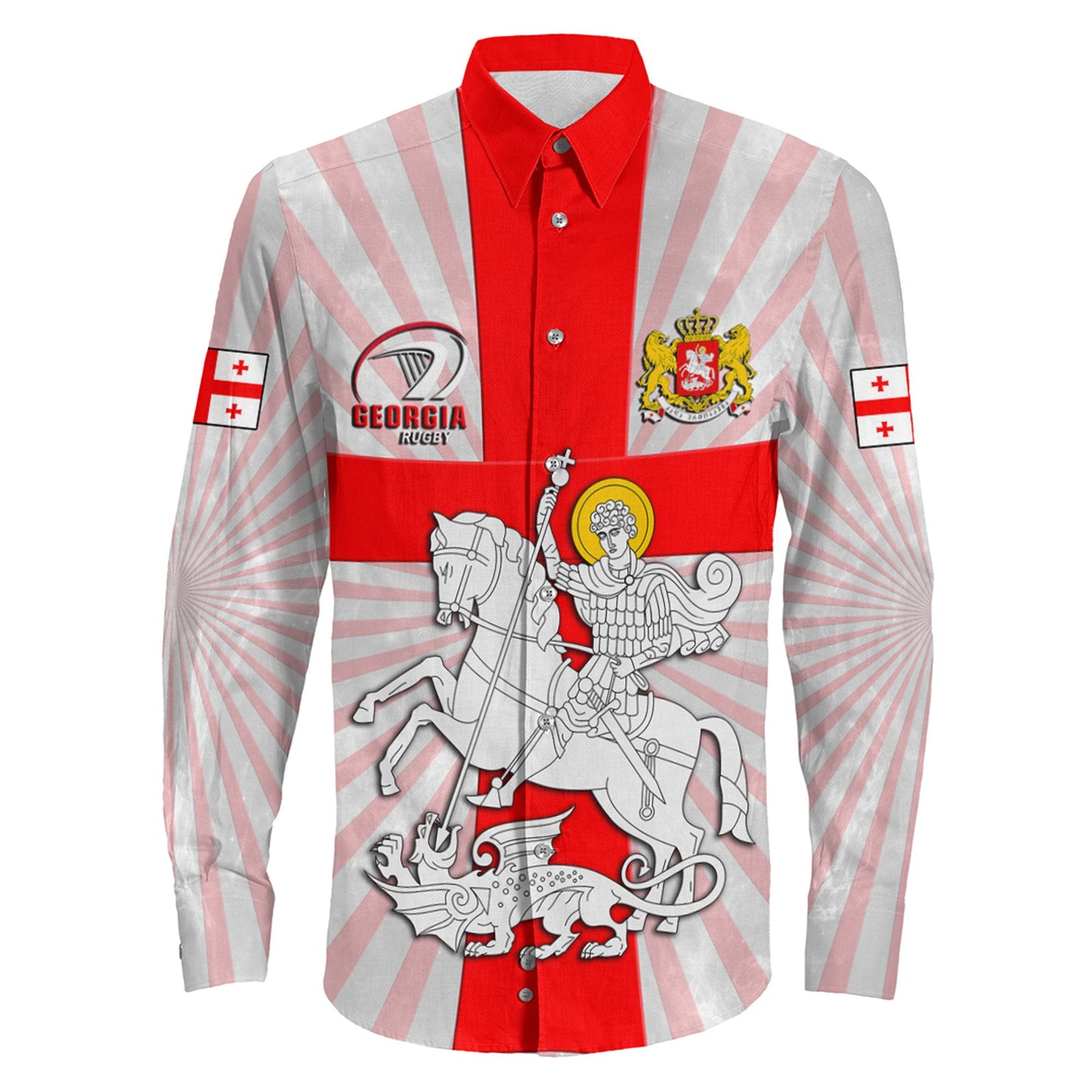 Long Sleeve Button Shirt Custom Geogria Rugby Style