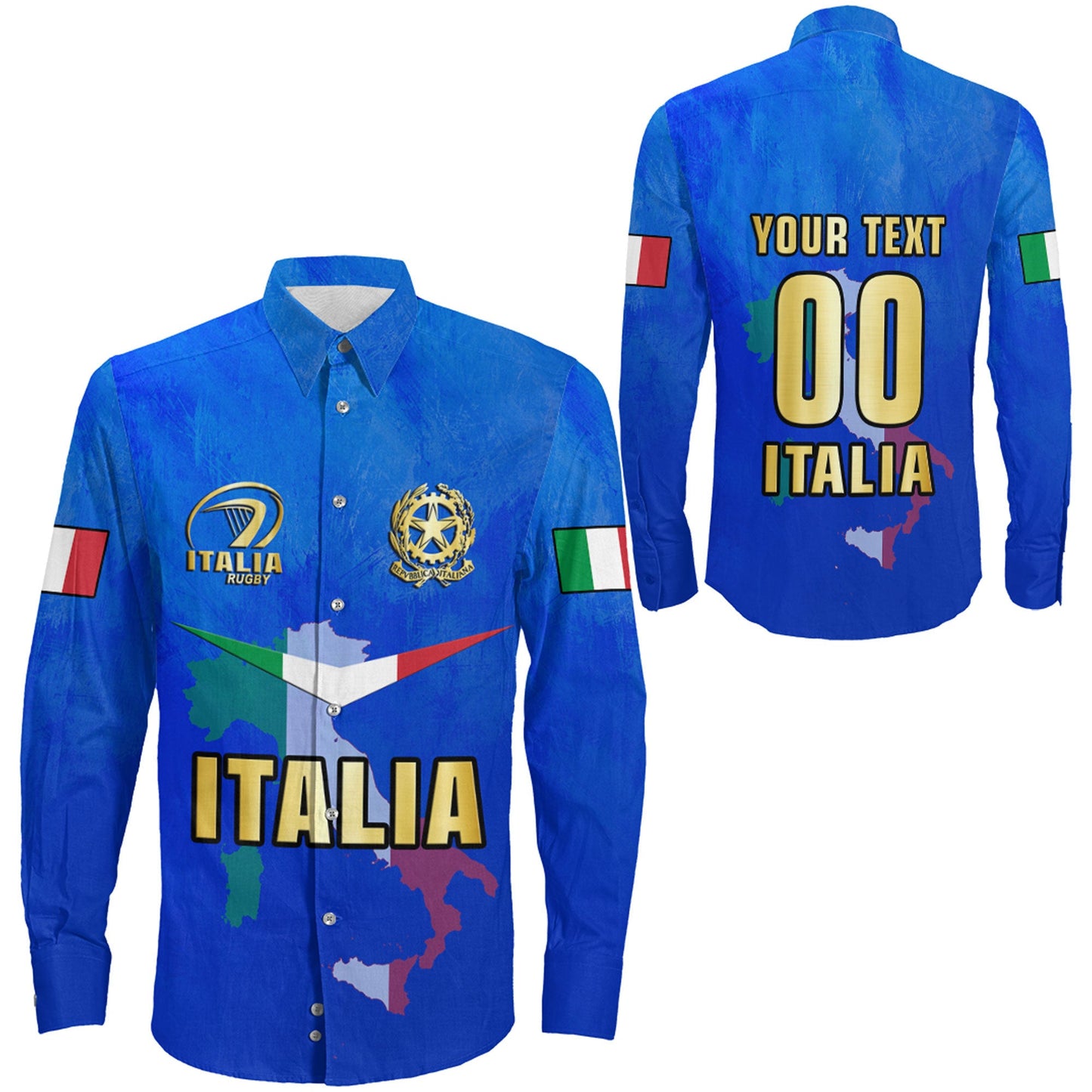 Long Sleeve Button Shirt Custom Italy Rugby Style