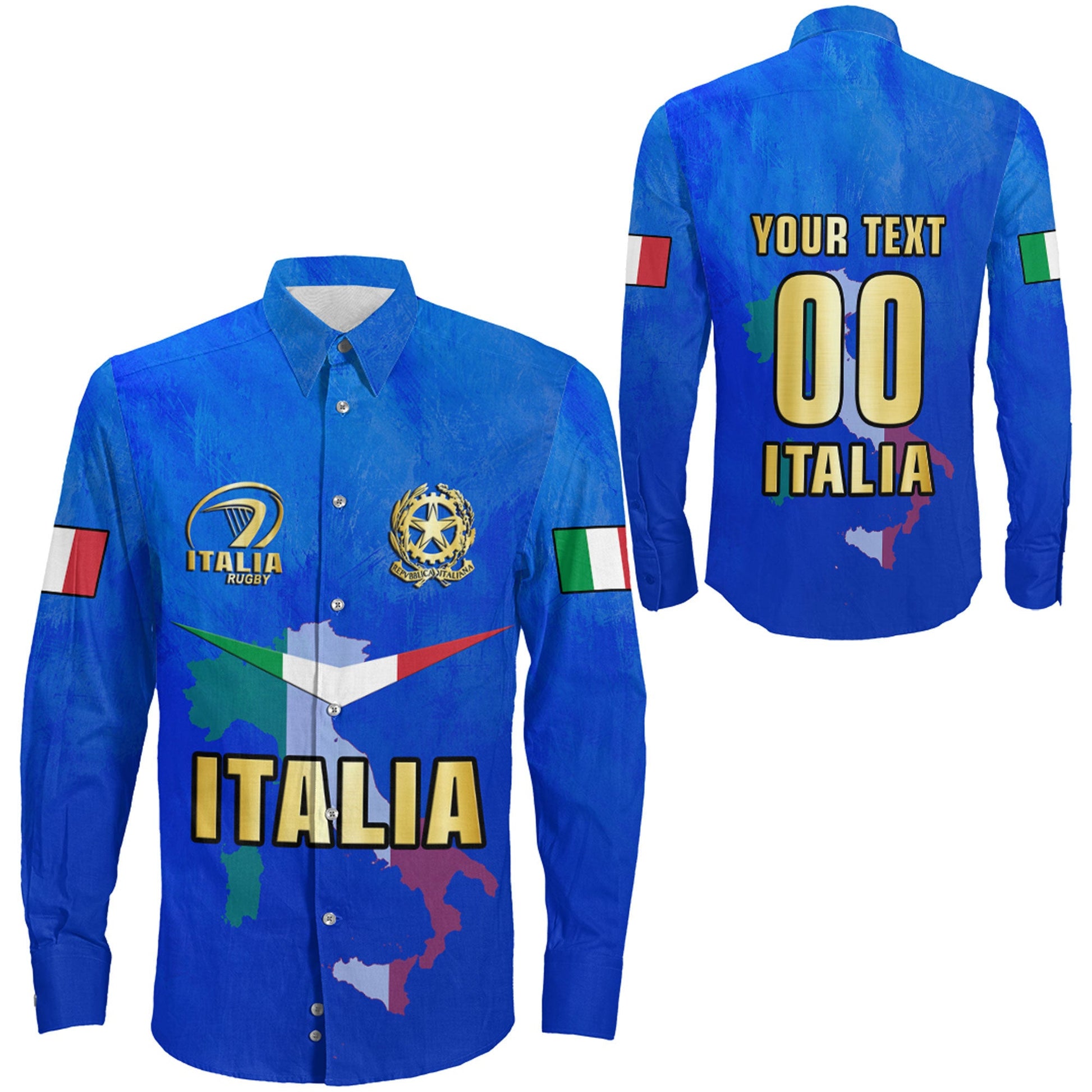 Long Sleeve Button Shirt Custom Italy Rugby Style