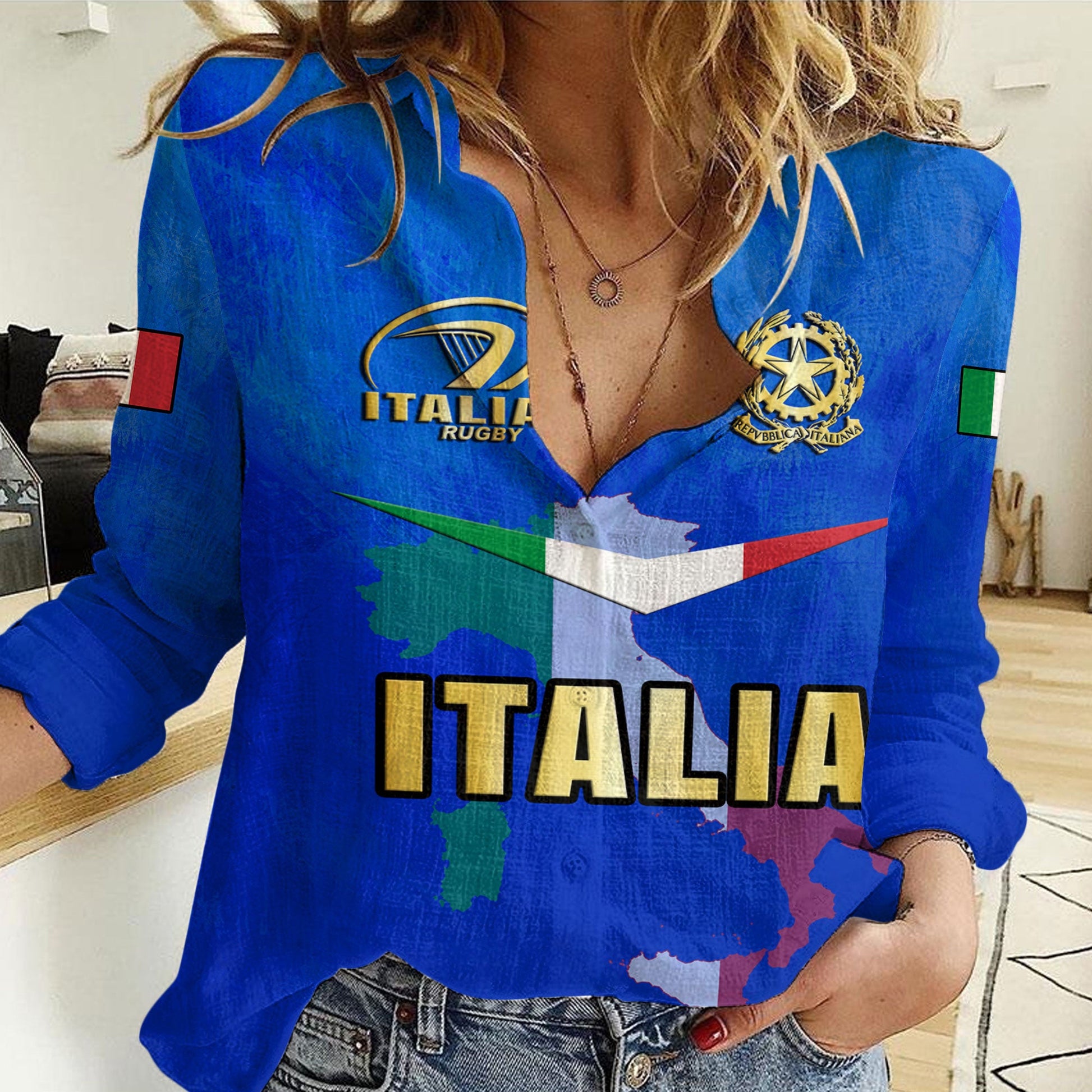 Women Casual Shirt Custom Italy Rugby Style