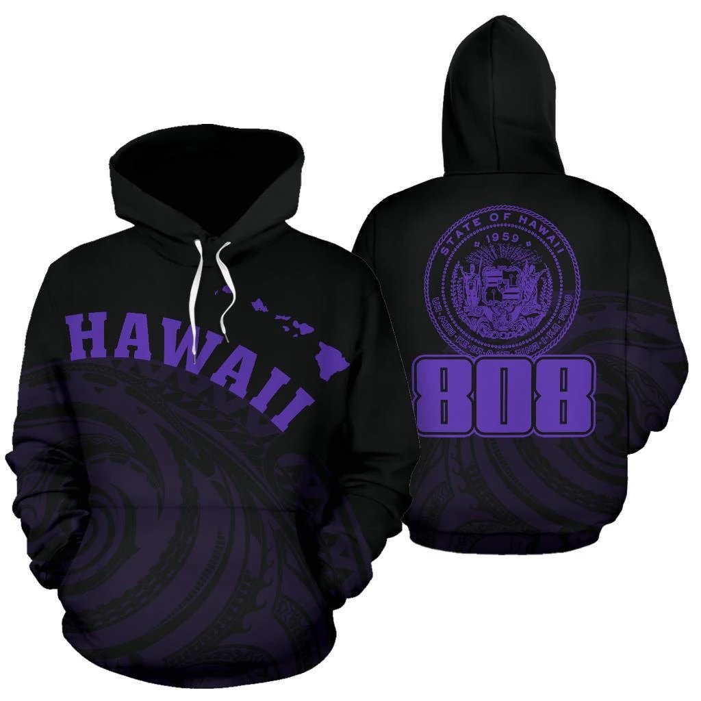 Hawaii Polynesia Hoodie Violet Tatau Style