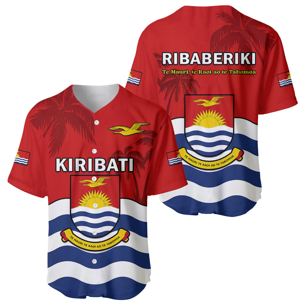 Ribaberiki Kiribati Coat Of Arms Mix Palm Trees Baseball Jersey