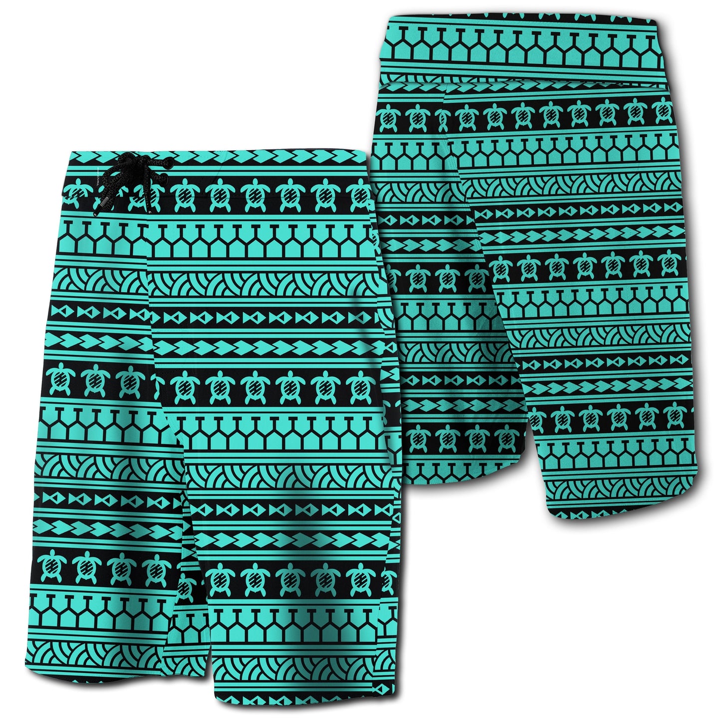 Hawaii Polynesian Tattoo Tribal Board Shorts Turquoise