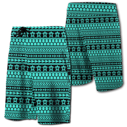 Hawaii Polynesian Tattoo Tribal Board Shorts Turquoise