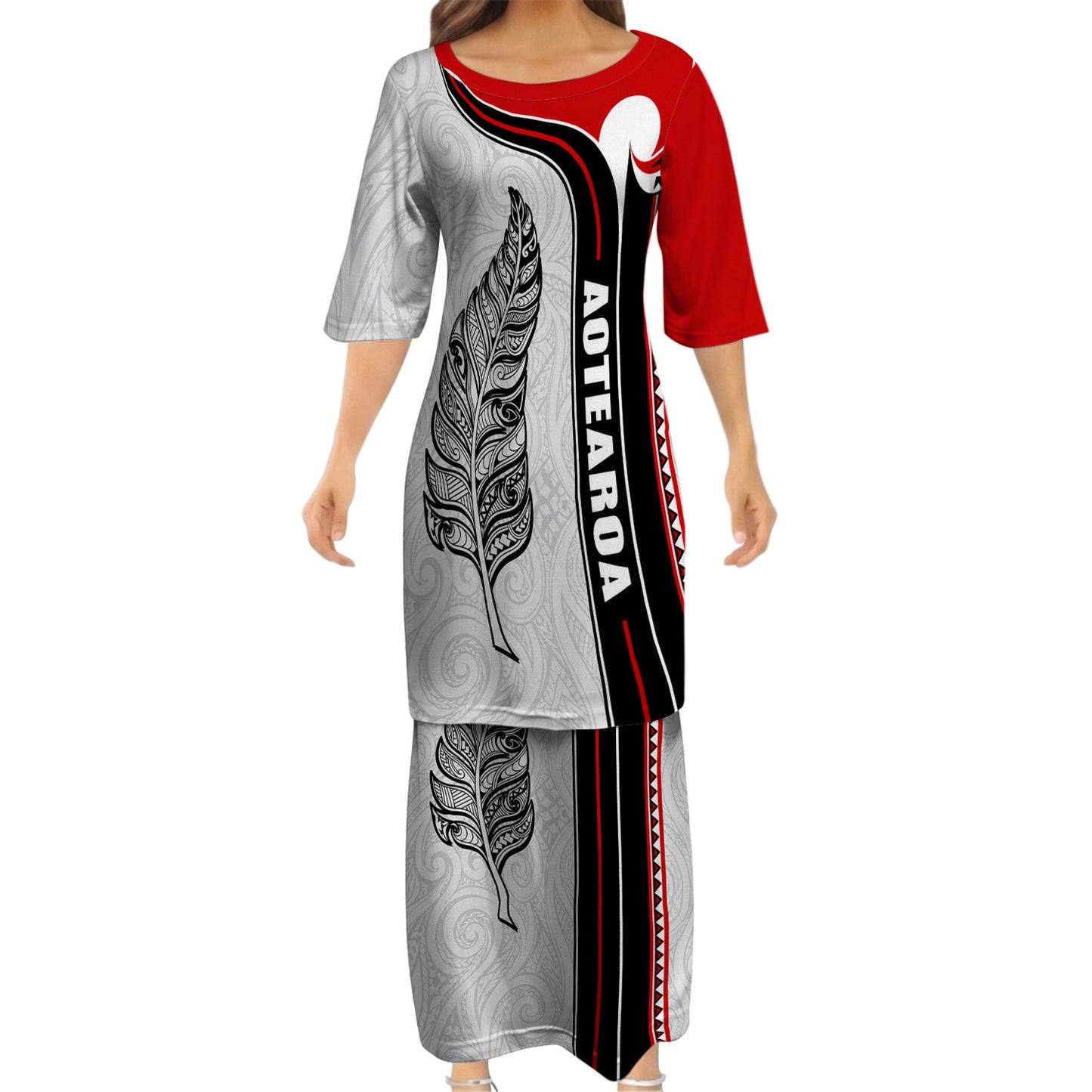 New Zealand Aotearoa Matching Outfit For Couple NZ Curve Style Dress And Hawaiian Shirt