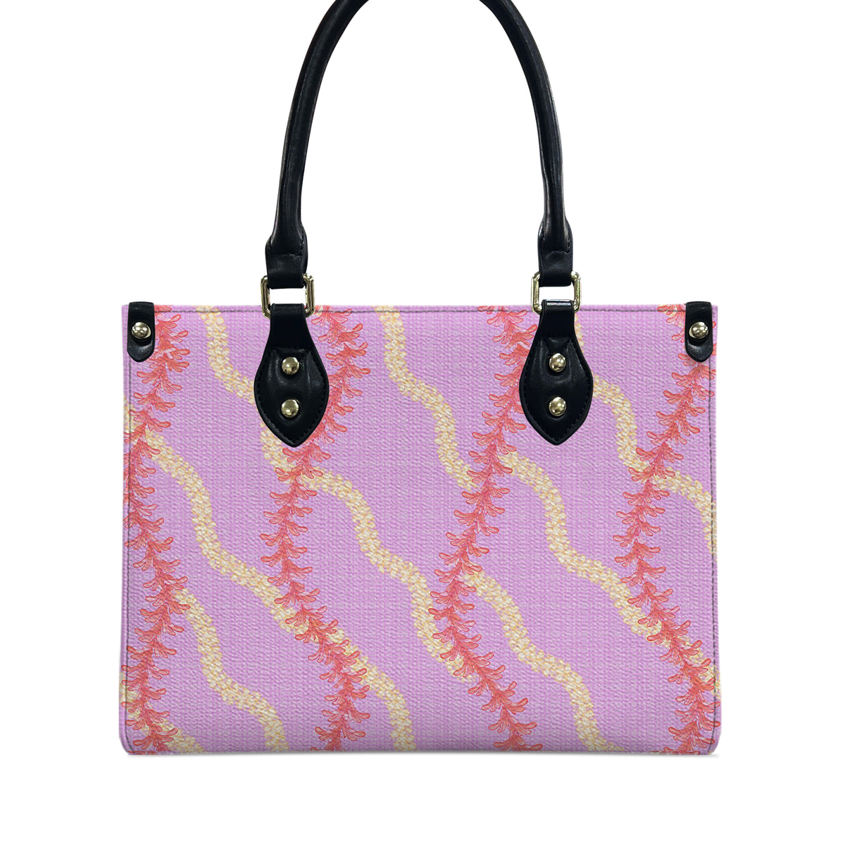 Pink Floral Puakenikeni Hawaiian Flower Lei Leather Handbag
