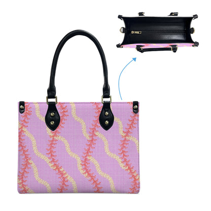 Pink Floral Puakenikeni Hawaiian Flower Lei Leather Handbag