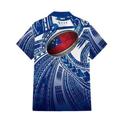 Samoa Rugby Matching Polynesian Tribal Pattern Blue Dress And Hawaiian Shirt For Him Her