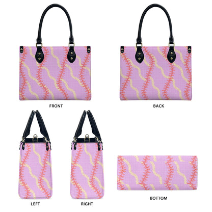 Pink Floral Puakenikeni Hawaiian Flower Lei Leather Handbag