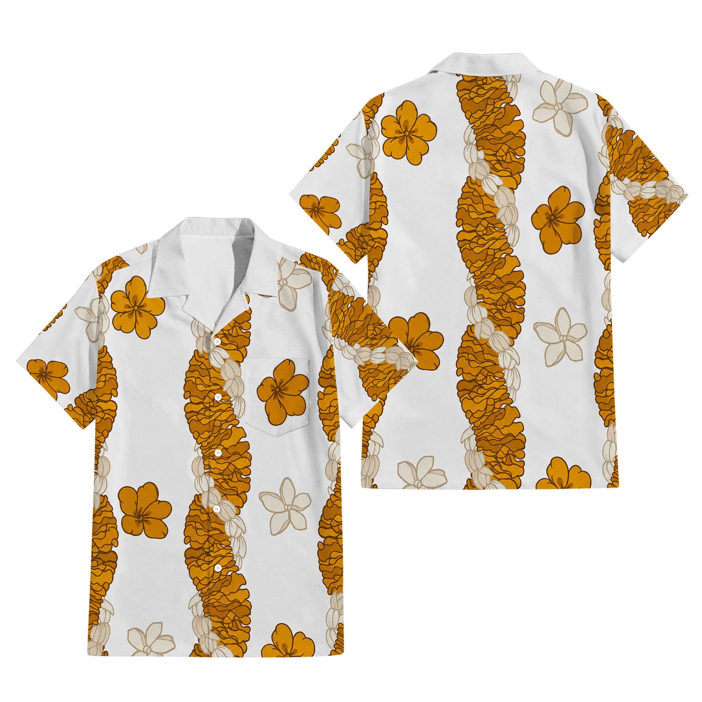 Puakenikeni Pikake Lei Curve Lei Flower Matching Outfit For Couple Polynesian White Puletasi Dress And Shirt